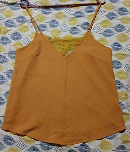 Mustard Yellow Lace Trim Camisole
