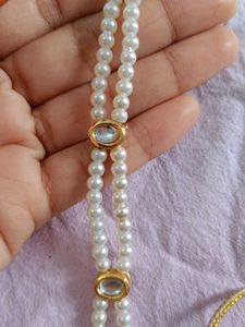Elegant Pearl Necklace with Stone Accents