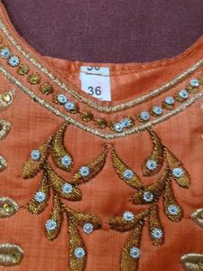 Festive Orange &amp; White Dress