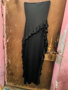 Shein Strapless Maxi Ruffled Dress