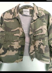 Camo Studded Cropped Jacket