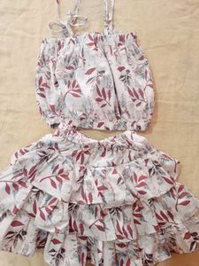 Floral Ruffle Skirt &amp; Crop Top Set