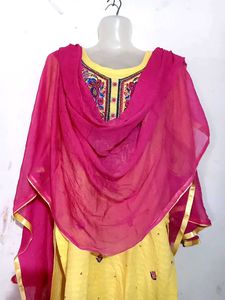 Pink And Yellow Heavy Punjabi Suit.