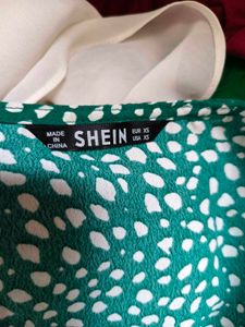 Green Polka Dot Tie Front Top 32"-38" adjustable