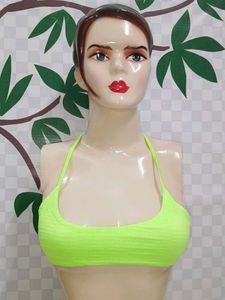 (800)Neon Green Halter Bikini Top