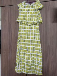 Green & White Checkered Dress