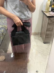 Chic Black Suede &amp; Faux Leather Handbag