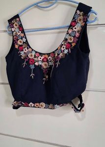 Embroidered Navy Blue Blouse