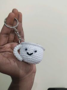 Cute Crochet Coffee Cup Keychain