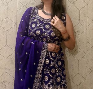 Deep Purple Festive Embroidered Sharara Set