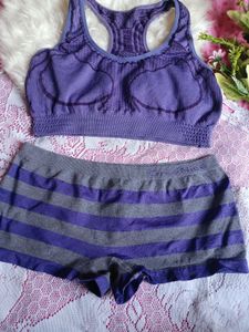 Striped Sports Bra and Briefs Set