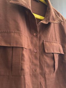 Brown Crop Top with Pockets