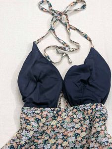 Y2K Backless Tie Up Knot Floral Halter Top