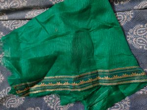 Elegant Teal Saree with Gold Border