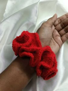 Handmade Red Crochet Scrunchie