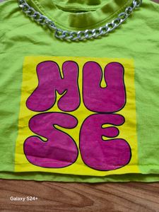 Neon Graphic Crop Top(without chain)