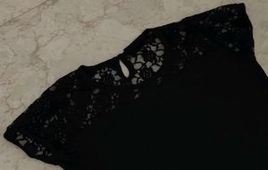 Lace Detailed Black Party Wear Top