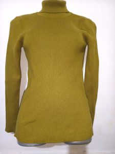 Mustard Ribbed Turtleneck Top