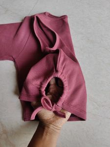 Ribbed Crop Top with Drawstring Detail