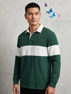 Men's Striped Long Sleeve Rugby Shirt