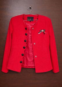 Chic Red Button-Down Jacket