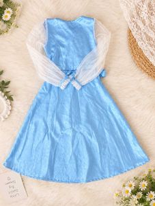 Light Blue Puff Sleeve Dress
