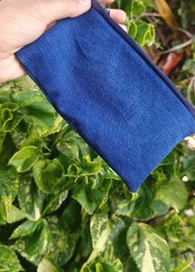 Embroidered Floral Blue Pouch