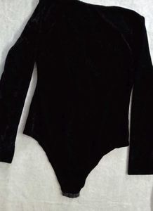 Elegant Black Velvet Bodysuit