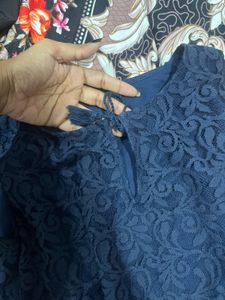Navy Blue Lace Sleeveless Top