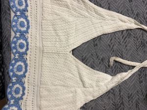 White Crochet Halter Neck Top