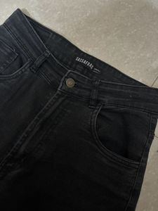 High Waisted Charcoal Ripped Jeans