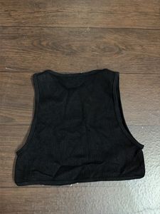 Black Rhinestone Fringe Crop Top
