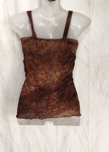 9206. Boho Textured Brown Cami Top