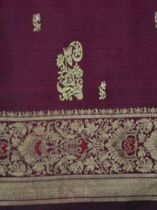 Maroon kanchi pattu Saree with Meenakari/self jari