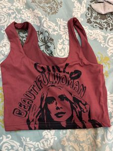Graphic Print Cropped Tank Top