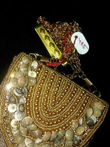 Elegant Golden Beaded Clutch