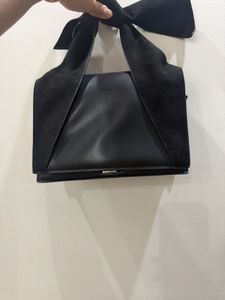 Chic Black Suede & Faux Leather Handbag
