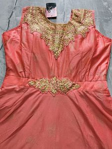 Elegant Peach Embroidered Gown