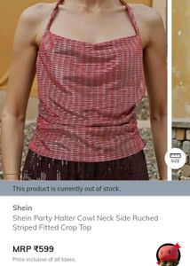 Shein Red Striped Party Crop Top