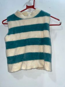 Striped Fuzzy Sleeveless Top