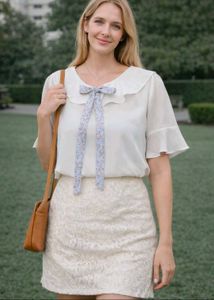 White Formal Top With A Bow