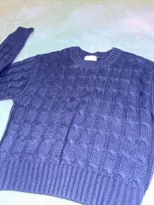 Cozy Blue Cable Knit Sweater