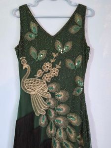 Sparkling Peacock Flapper Dress