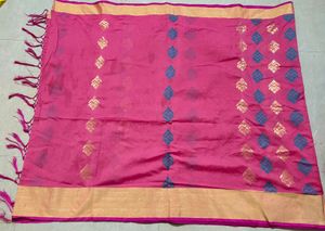 Light pink cotton saree with blouse