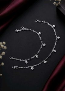 Elegant Silver Anklets with Charms
