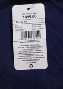 XS size Chic Navy Blue Pearl Embellished Top