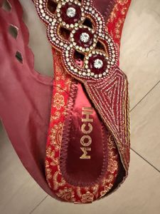 Embellished Red Ethnic Flip Flops