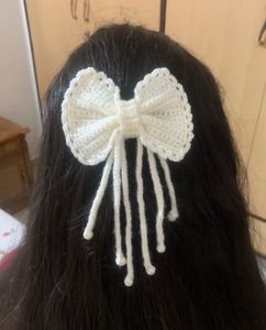 Handmade Crochet Bow Hair Clip
