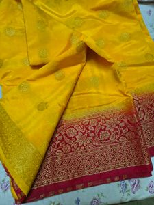 Vibrant Yellow Banarasi Silk Saree