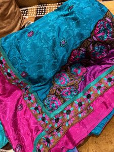 Vibrant Pink Floral Saree with Blouse